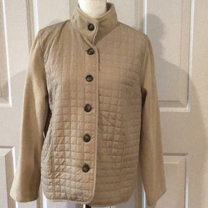KAREN SCOTT quilted and polar fleece jacket in tan color - so cozy and comfy